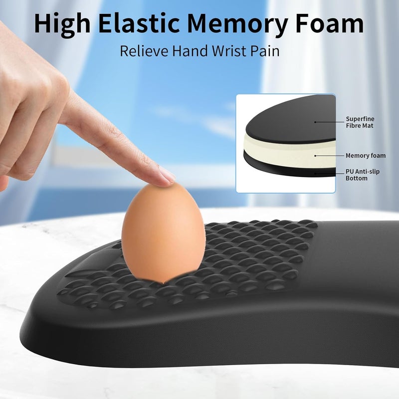 eulps Ergonomic Mouse Pad with Wrist Rest Support, Mousepad with Comfortable Memory Foam Wrist Rest and Non-Slip PU Base for Pain Relief, Computer, Laptop, Office, Home - Image 4
